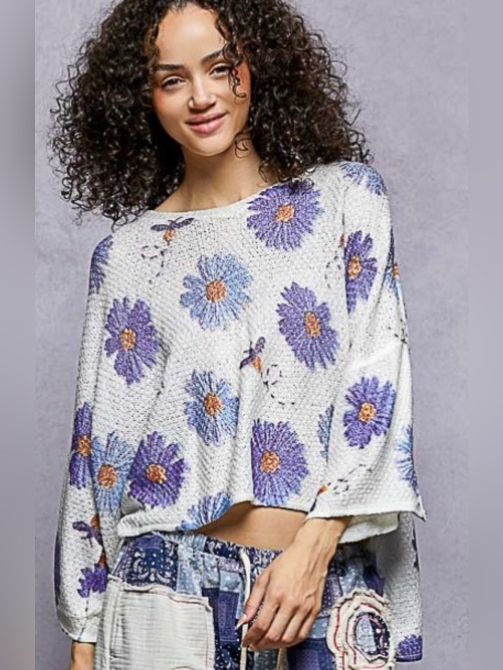NWOT POL Floral Pullover Sweater Oversized size Small